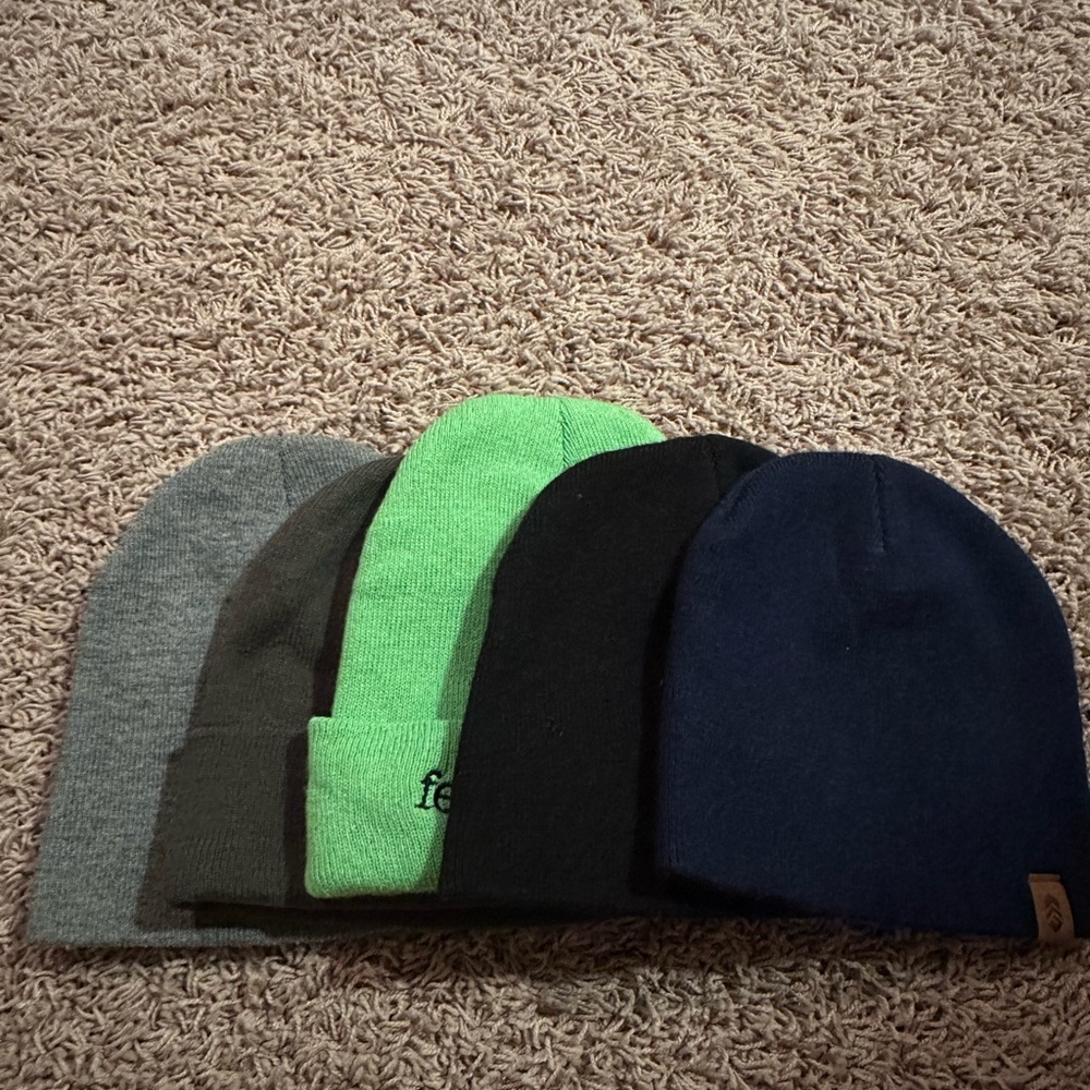 Set of Five Beanies in Assorted Colors